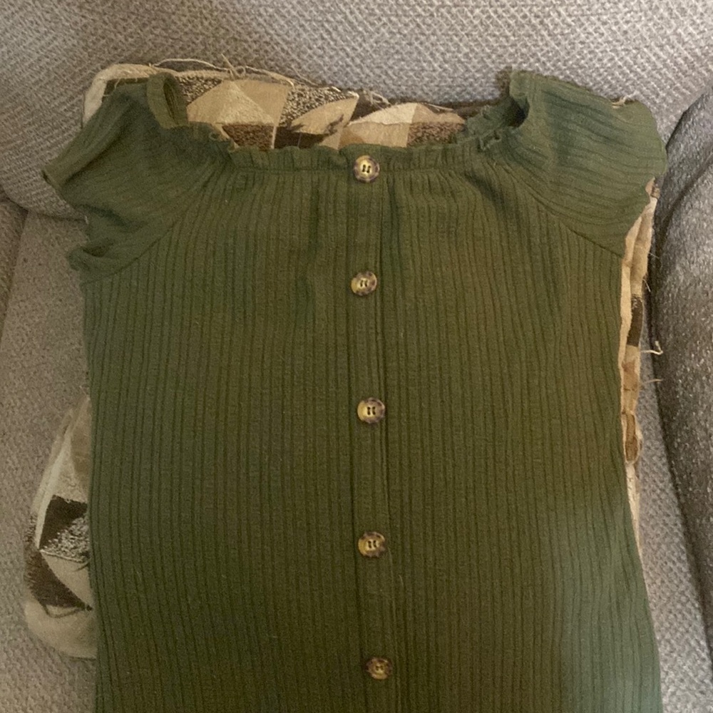green rib knit dress